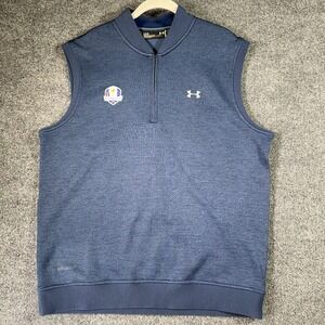 Under Armour Storm 1/4 Zip Sweater Vest Men's Large Blue Ryder Cup 2016 Golf